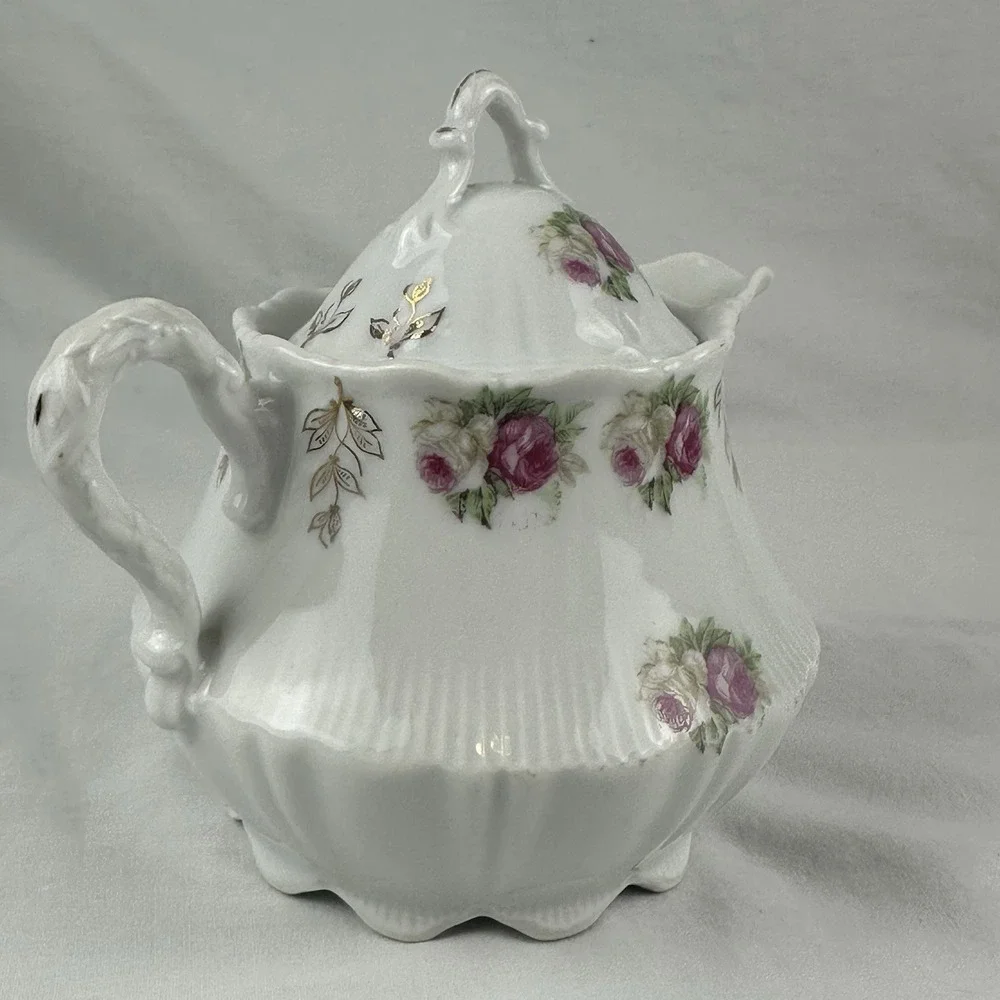 CT Altwasser Teapot Rose & Gold Pattern Germany Floral circa 1900 Cottagecore